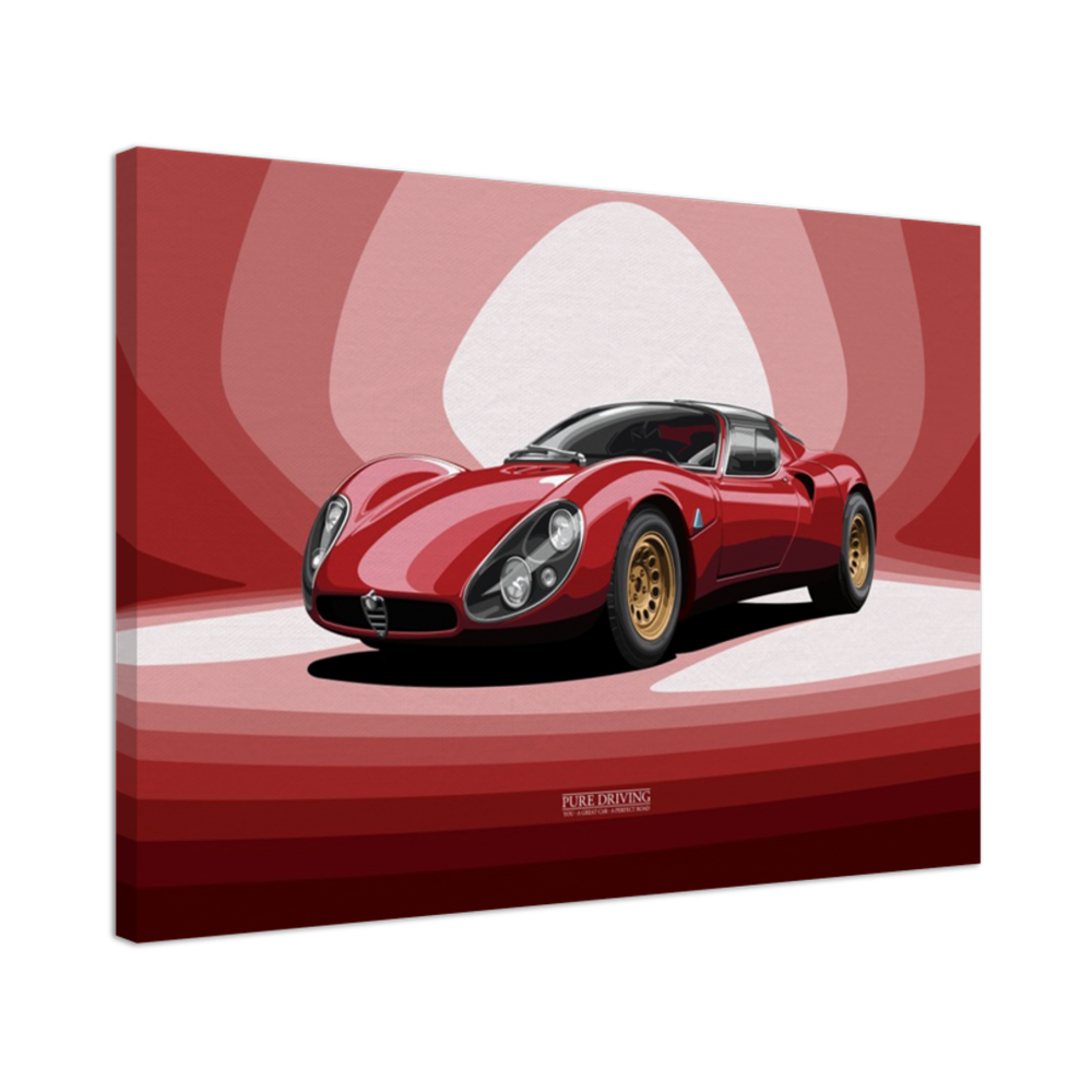 33 Stradale Red Background Canvas