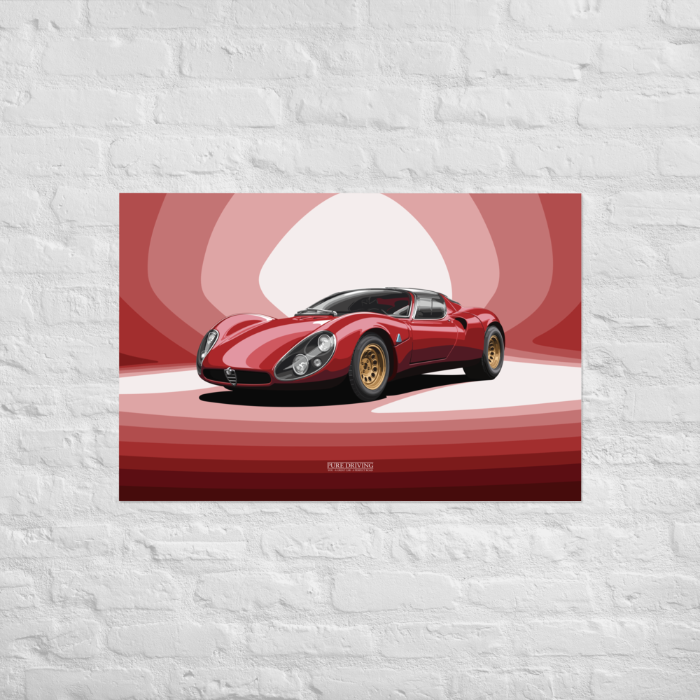 33 Stradale Red Background Poster (cm)