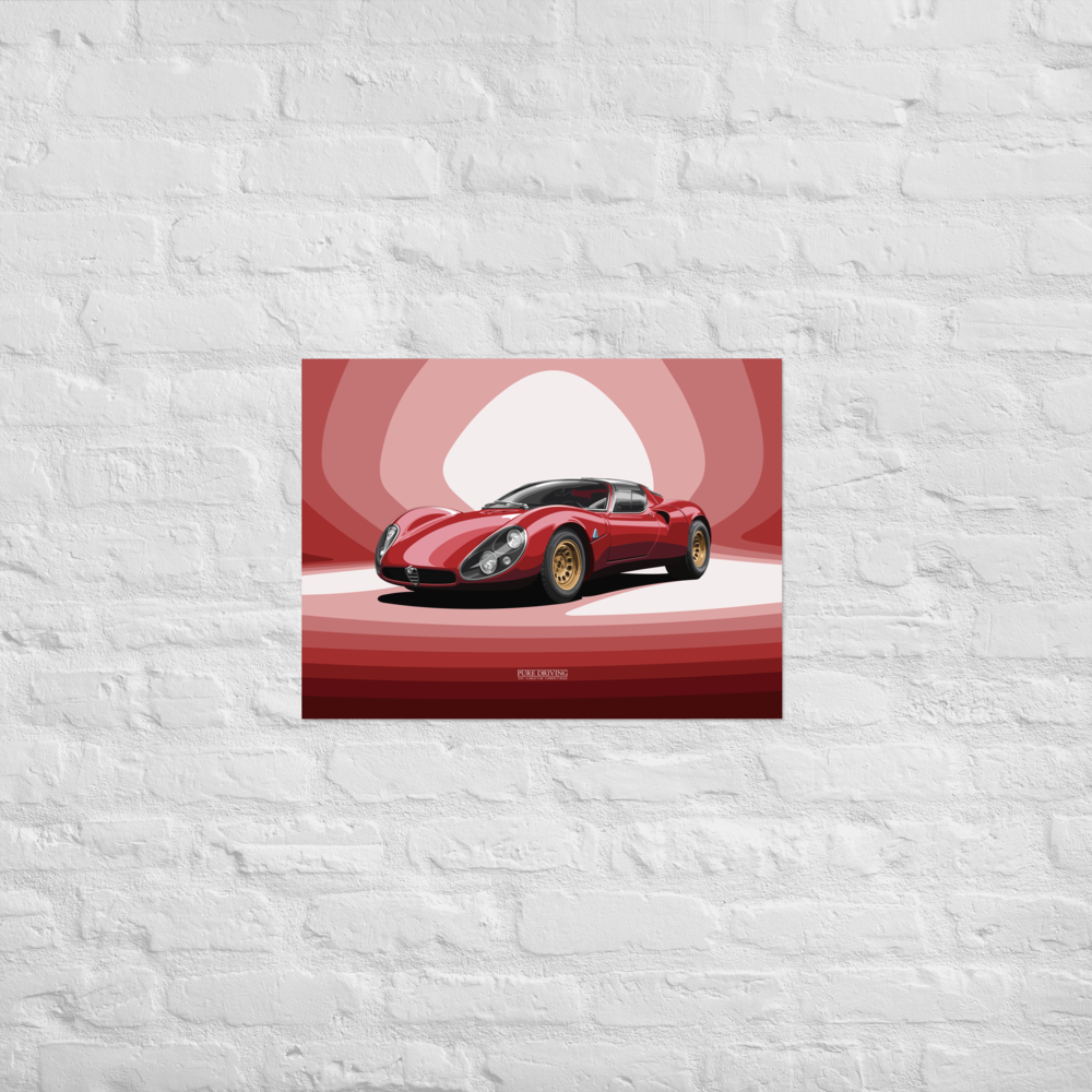 33 Stradale Red Background Poster (in)