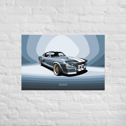 GT 500 Blue Background Poster (in)