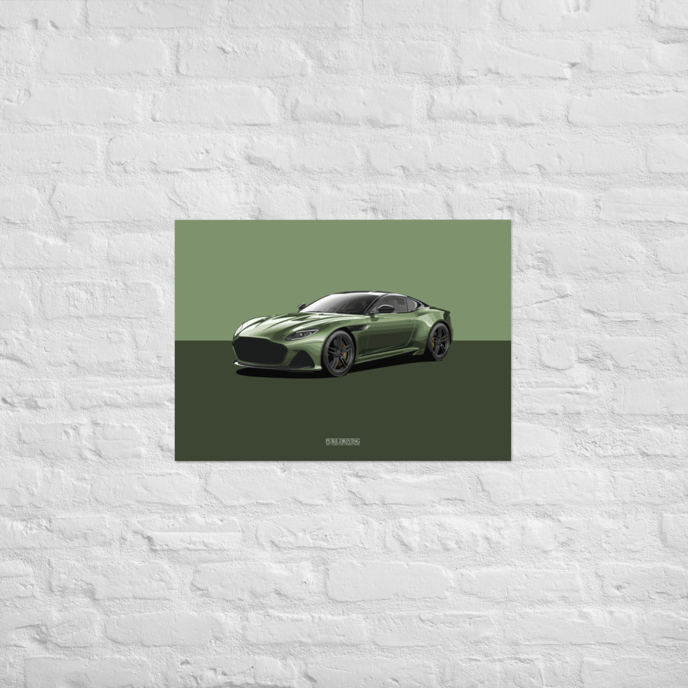 DBS Superleggera Green Background Poster (cm)