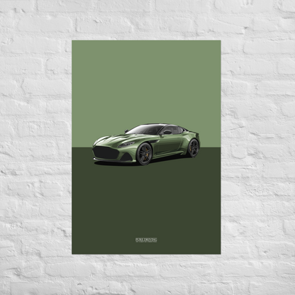 DBS Superleggera Green Background Poster (cm)