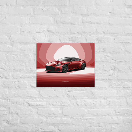 DBS Superleggera Red Background Poster (in)