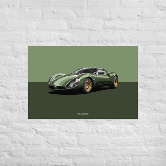 33 Stradale Green Background Poster (in)