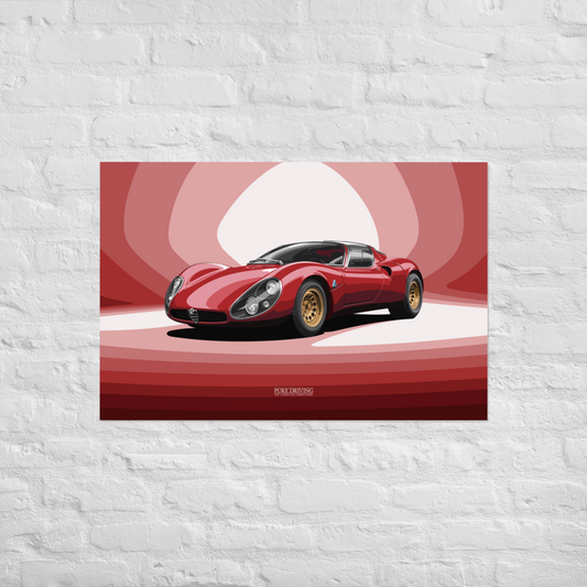 33 Stradale Red Background Poster (in)