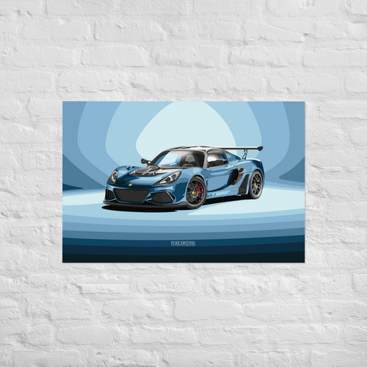 Exige Cup 430 Blue Background Poster (in)